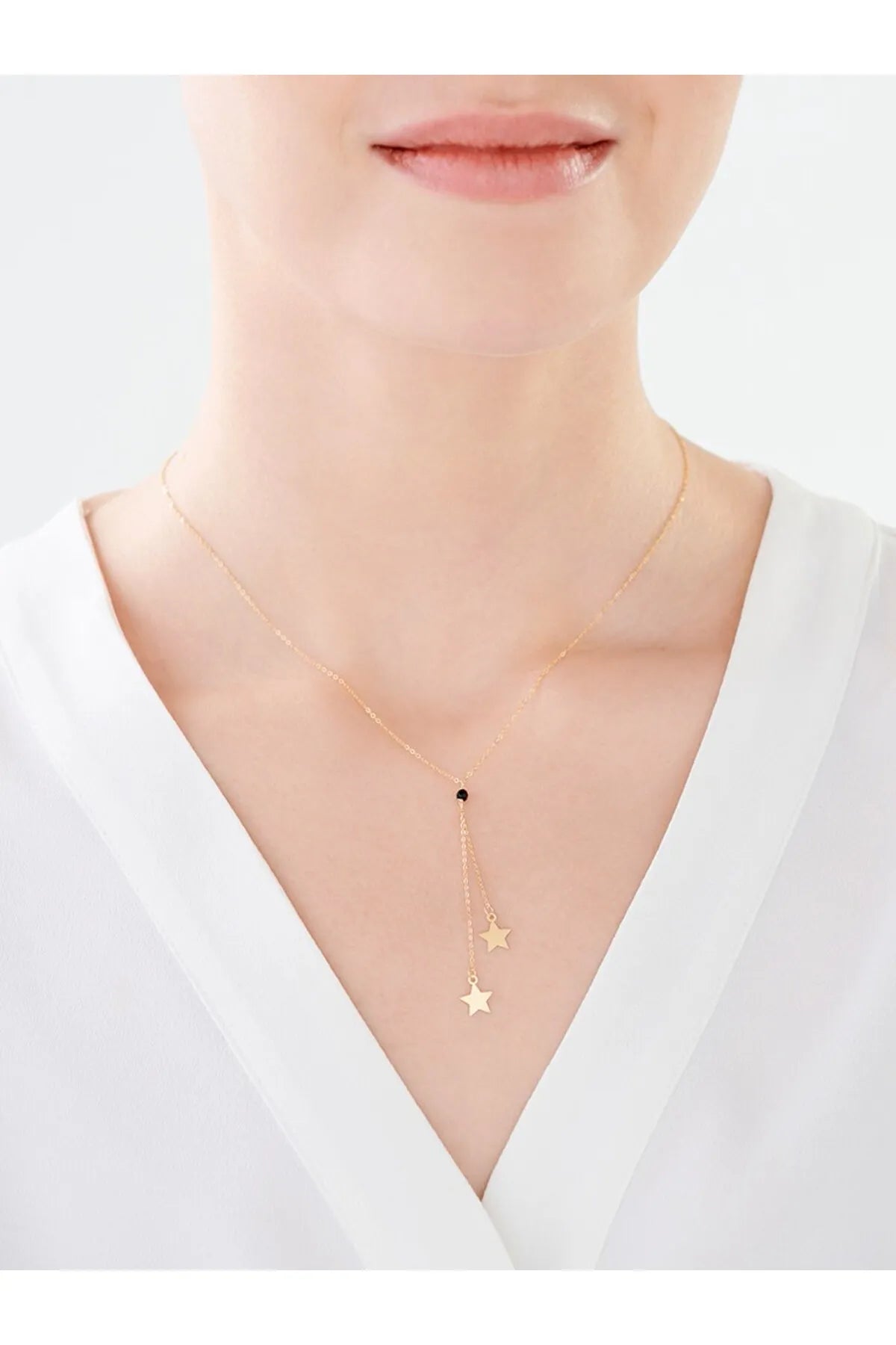 Minimal kolye ALTIN Onyx top ve yıldız zincir kolye "Star-onyx"