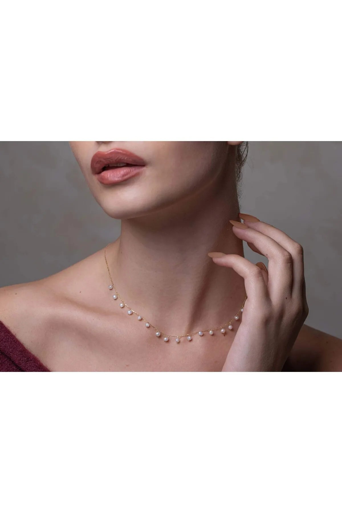 Minimal Kolye Altin Incili Zincir Kolye "isabele"