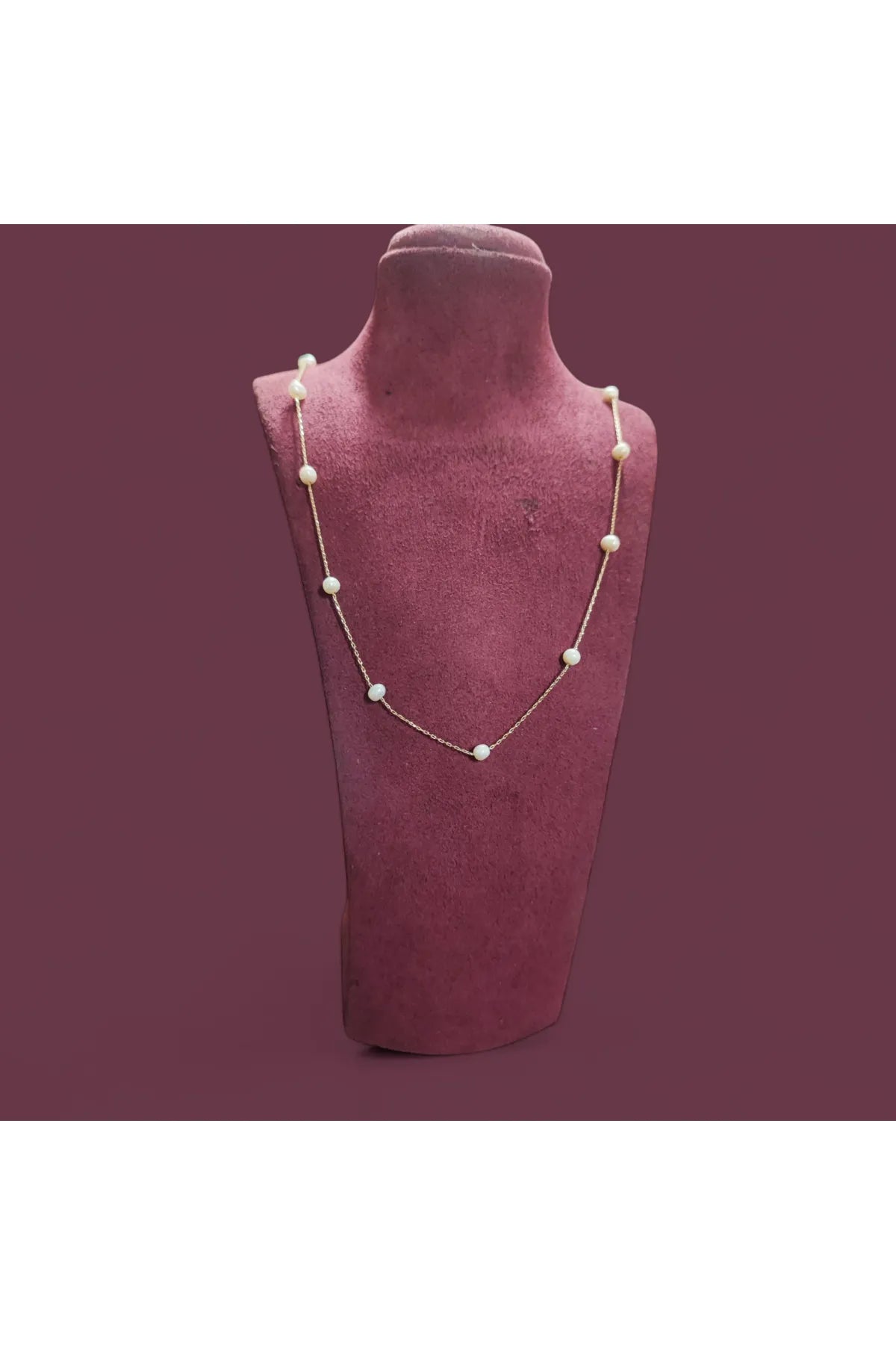 Minimal Kolye Altın İnci Kolye "İsabele-P"