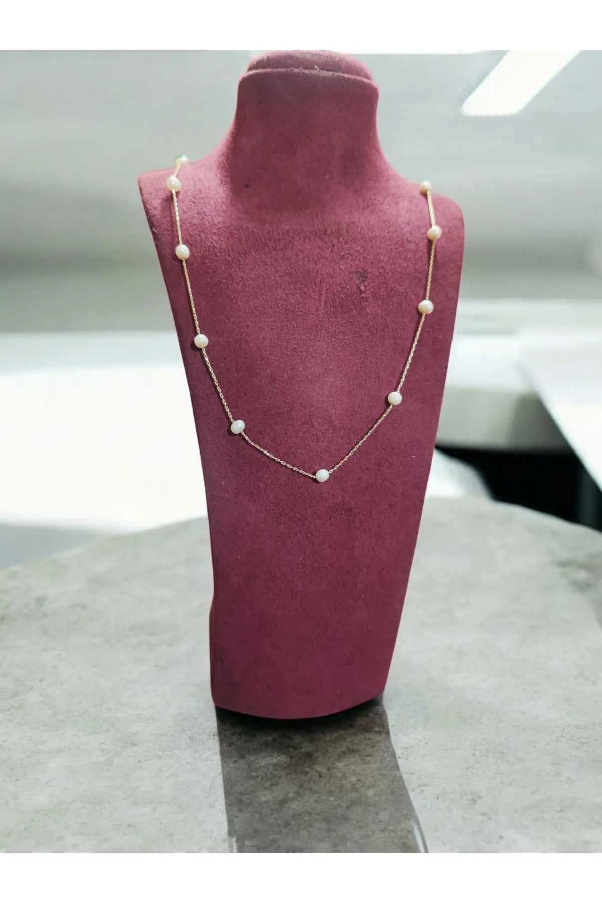 Minimal Kolye Altın İnci Kolye "İsabele-P"