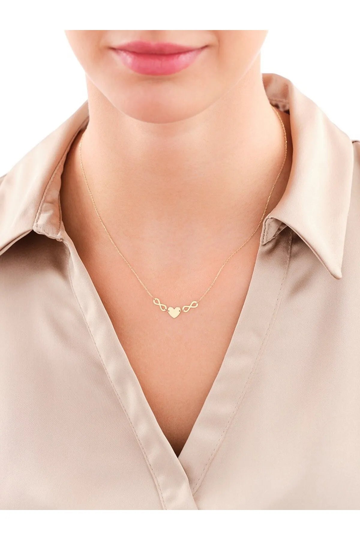 Minimal Kolye Altin Kalp Sonsuz Kolye "aimee"