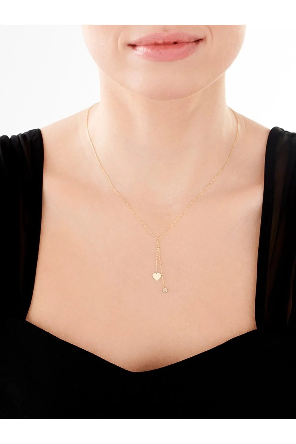 Minimal kolye ALTIN Taşlı Kalp Kolye "Manu"