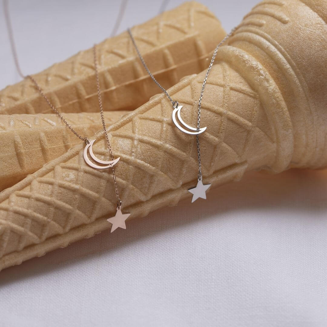 Minimal Kolye Altin Ay Yıldız Kolye "cassie"