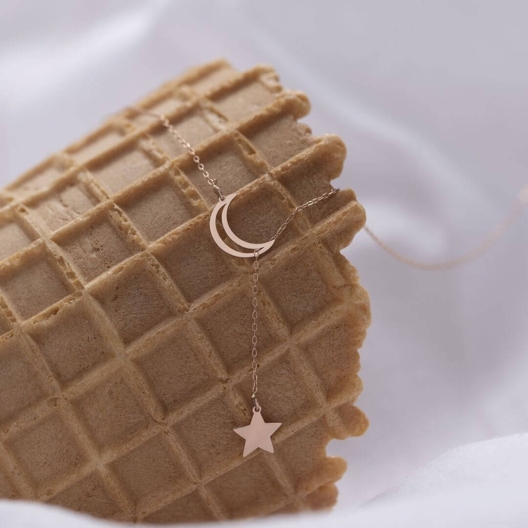 Minimal Kolye Altin Ay Yıldız Kolye "cassie"