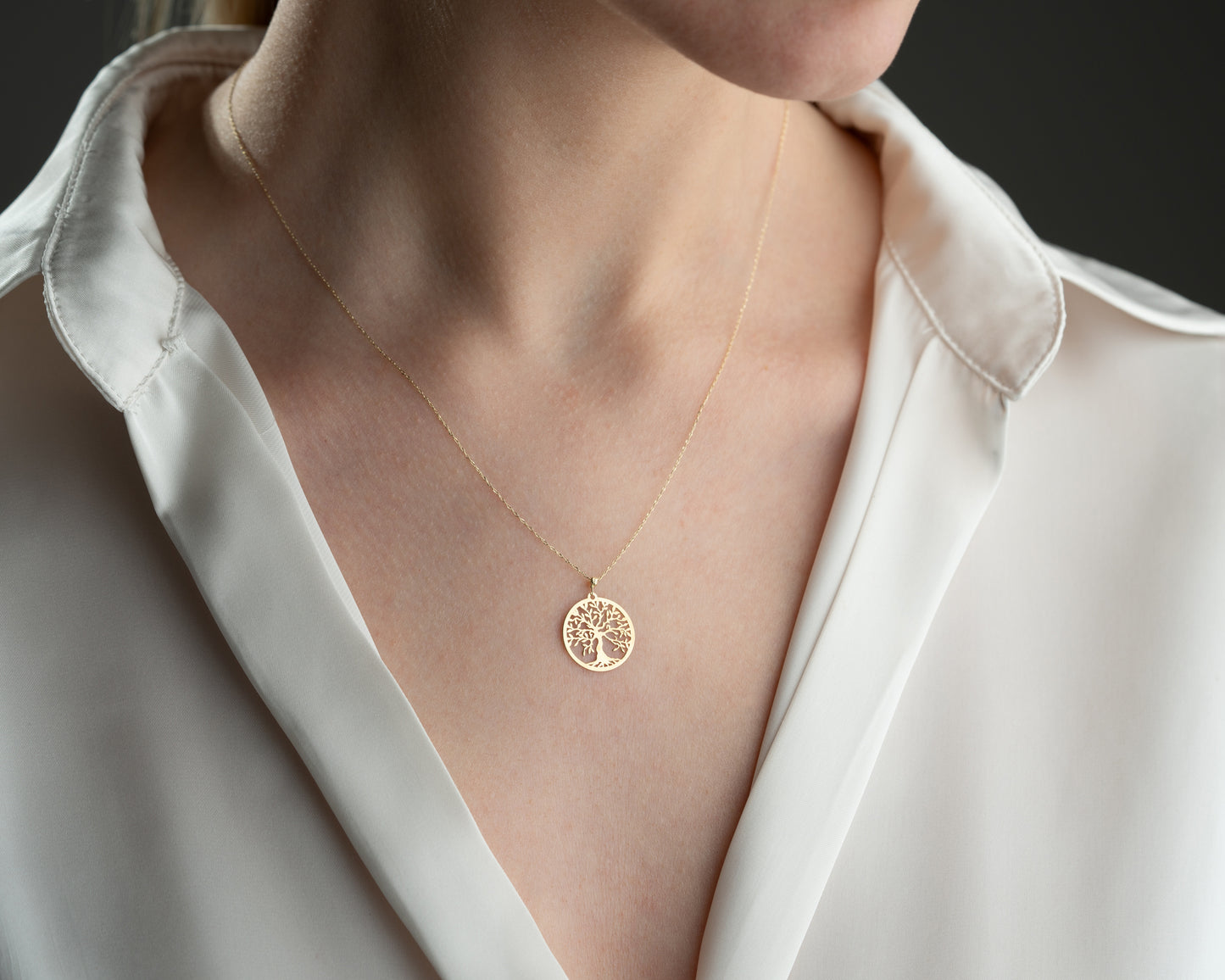 Minimal Kolye 14 ayar Altın Ağaç kolye