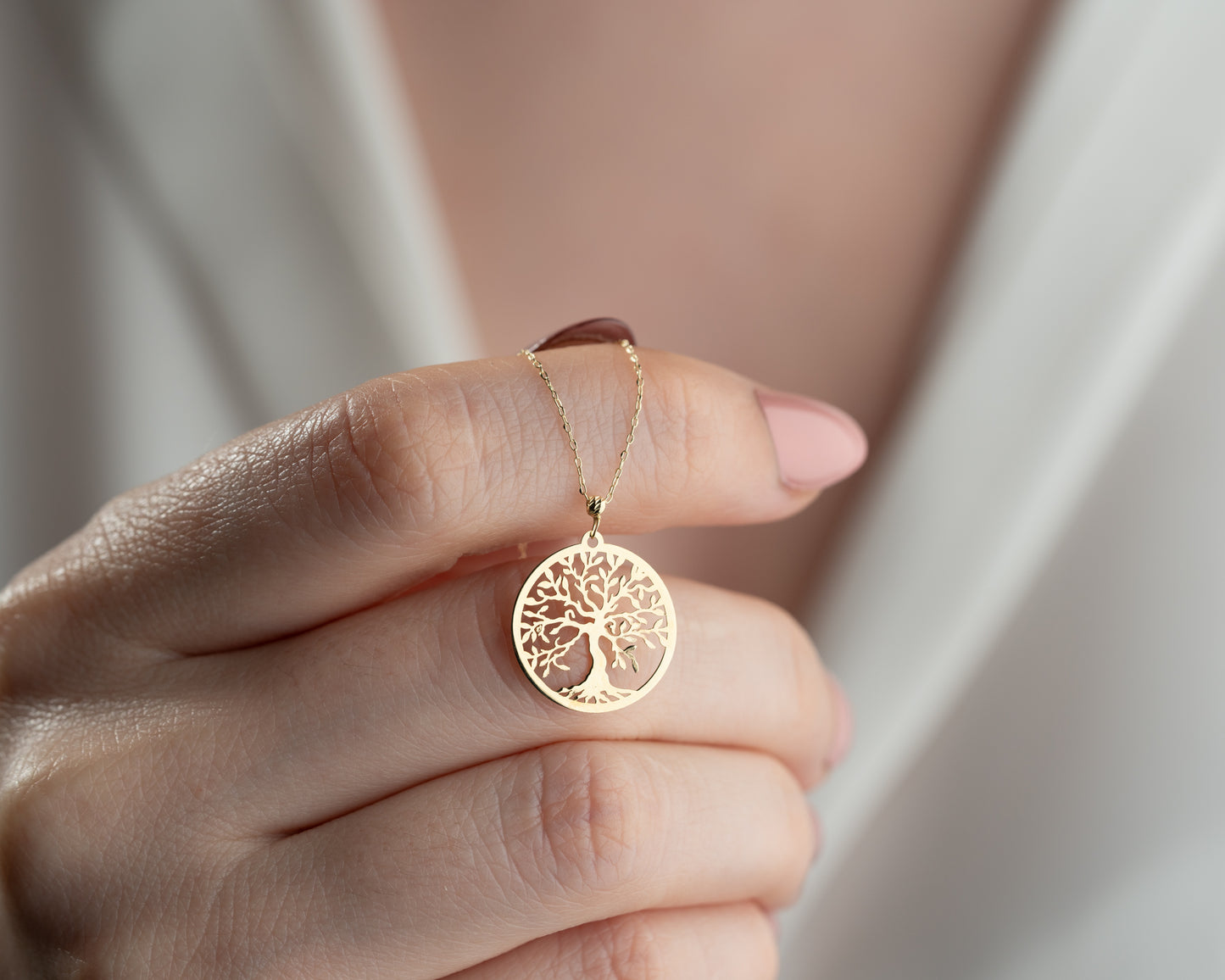 Minimal Kolye 14 ayar Altın Ağaç kolye