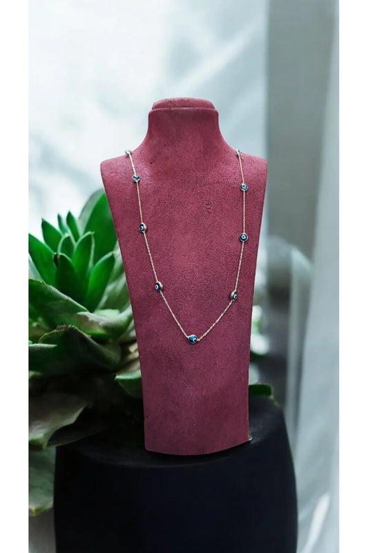 Altın Nazar Boncuklu Kolye "lapis"