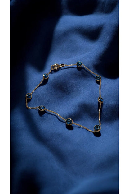 Altın Nazar boncuklu bileklik "Lapis"