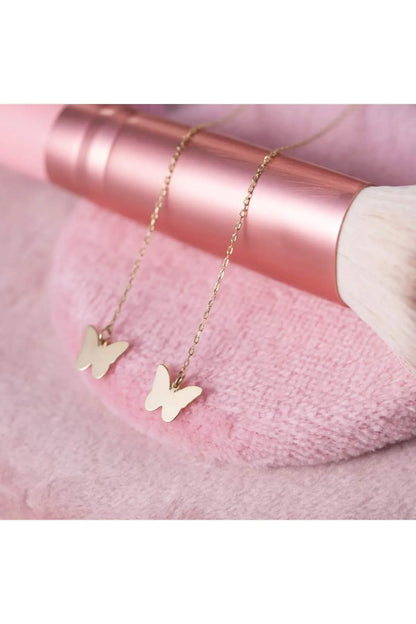 Minimal Kolye Altın Sallantılı kelebek Küpe "PAPILLON"