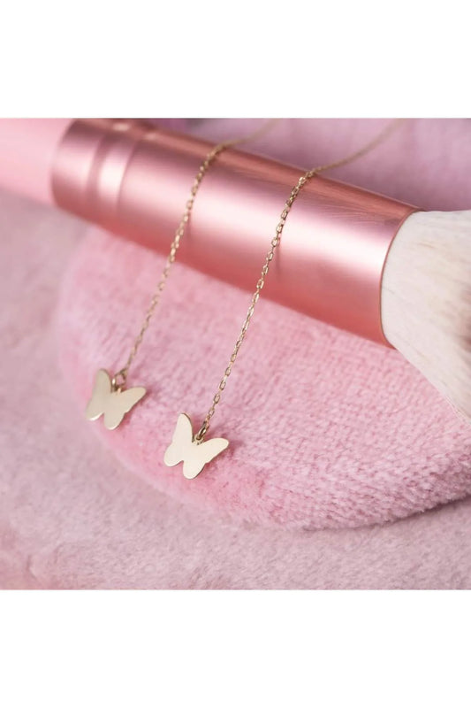 Minimal Kolye Altın Sallantılı kelebek Küpe "PAPILLON"