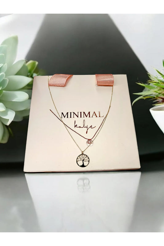 Minimal Kolye Altın Ağaç Kolye "Tree"