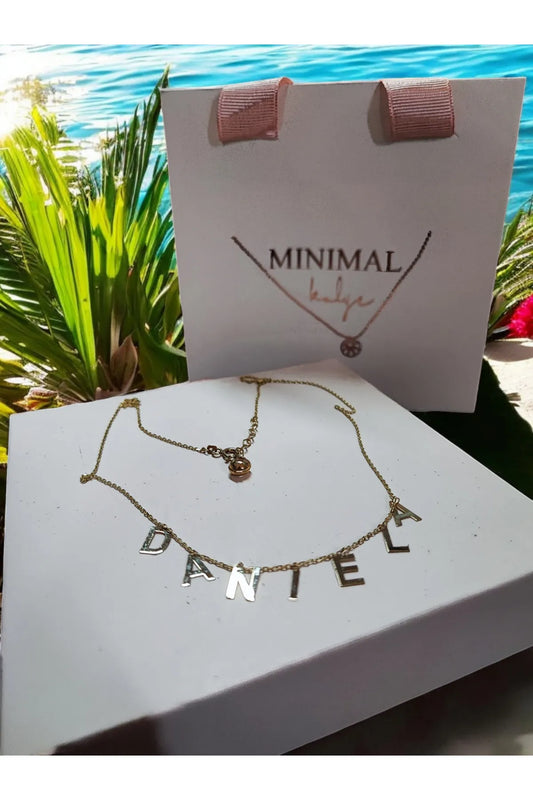 Minimal Kolye Kişiye Özel Sallantılı Isim Kolye 3-9 Harf