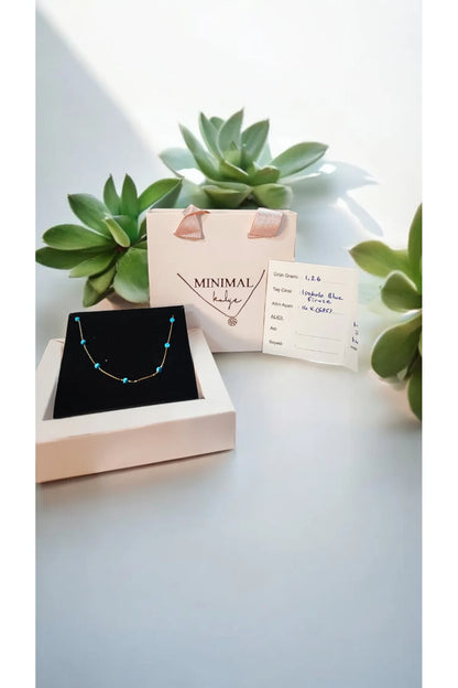 Minimal kolye ALTIN Firuze taşlı kolye "Isabele Blue"