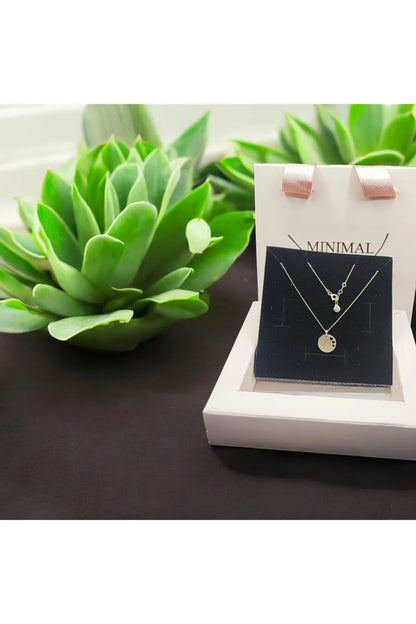 Minimal kolye kalp desenli plaka kolye