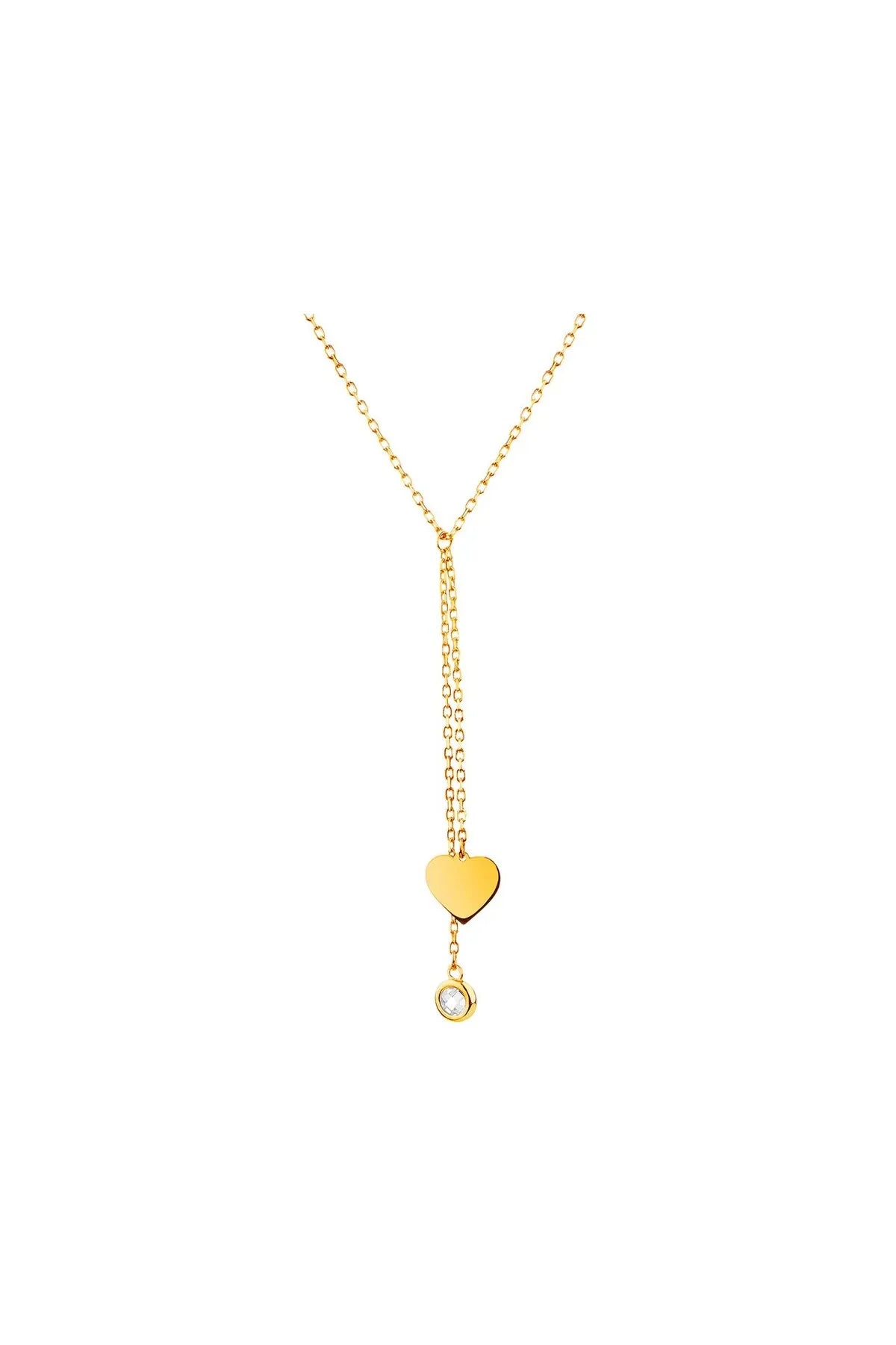 Minimal kolye ALTIN Taşlı Kalp Kolye "Manu"