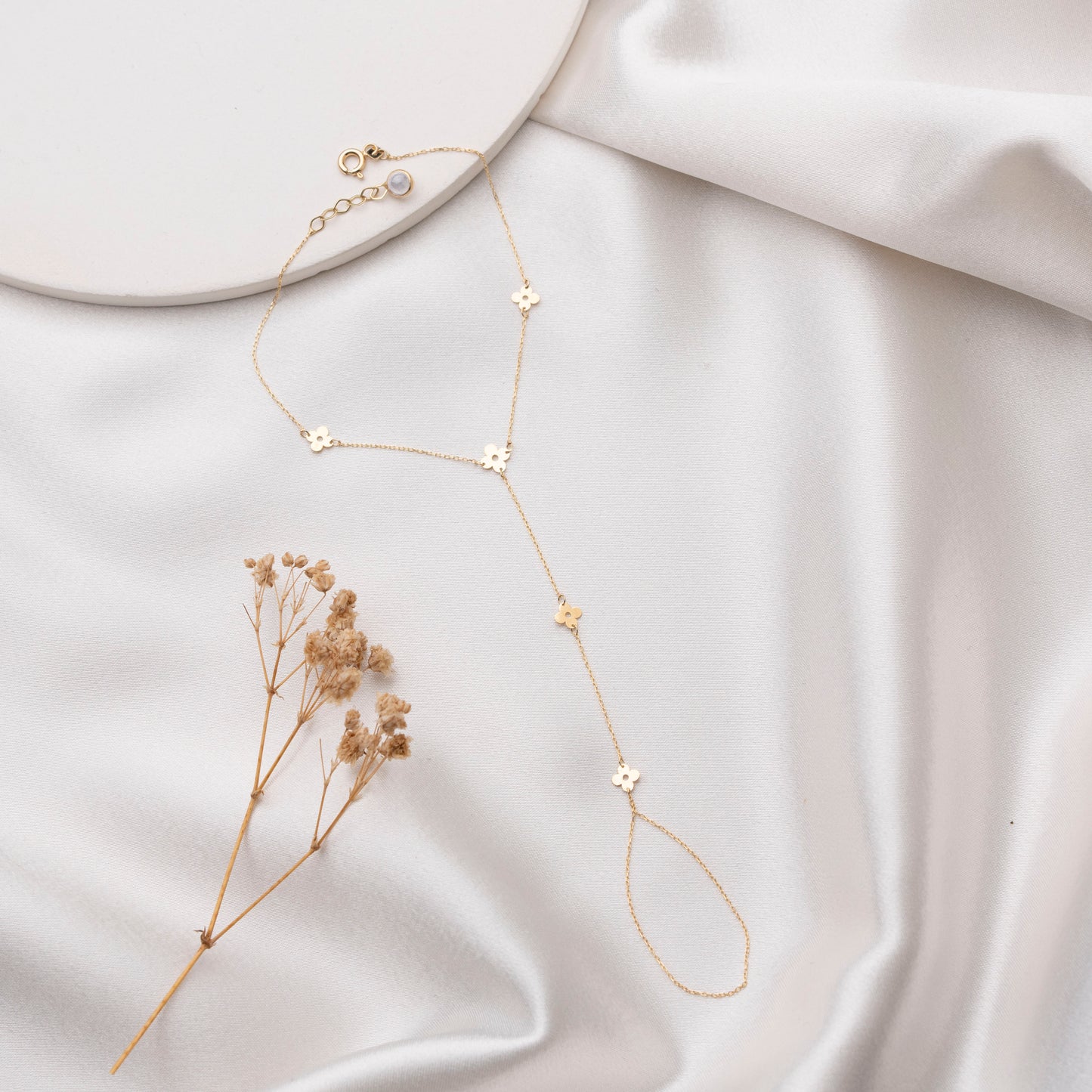 14 Ayar Altın Papatya Şahmeran Bileklik – El Yapımı Minimal Tasarım